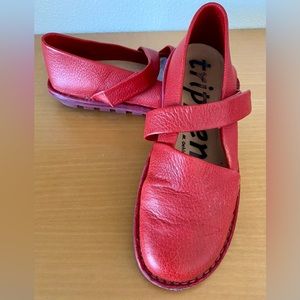 Trippen Ahead F soft red leather velcro strap shoes 40 (9-9.5)